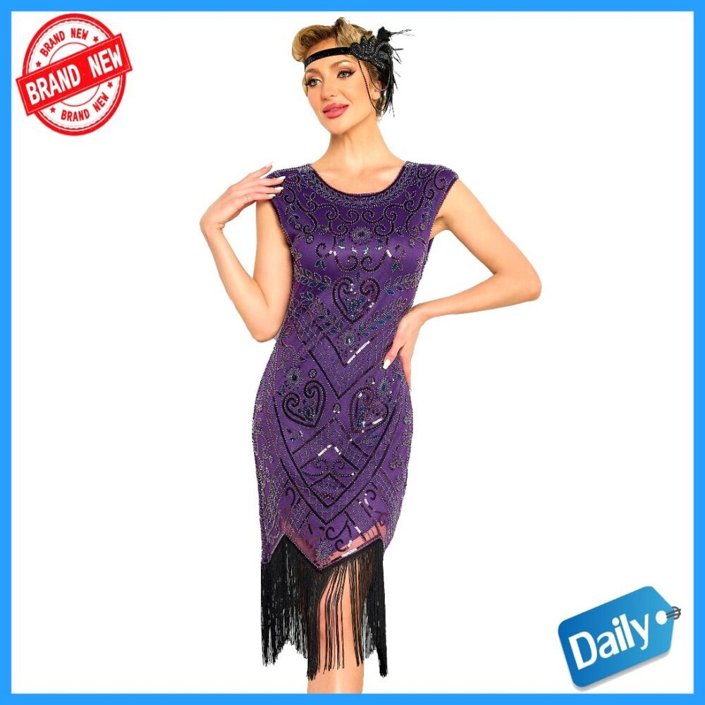 Sequin Flapper Dress 1920s Gatsby Costume Fringe Beads Party Outfit